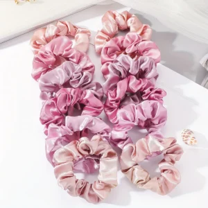 Silky Satin Hair Scrunchies pink colors