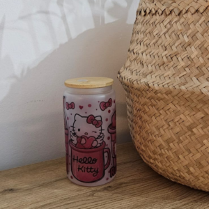 Frosted Glass Can - Personalized Hello Kitty